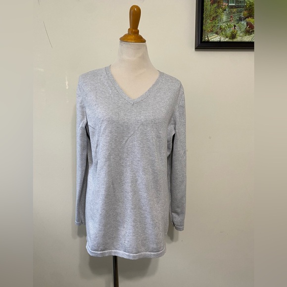 Tommy Hilfiger Metallic Sparkly Pullover Lightweight Sweater Silver Gray Size XL - Picture 5 of 14